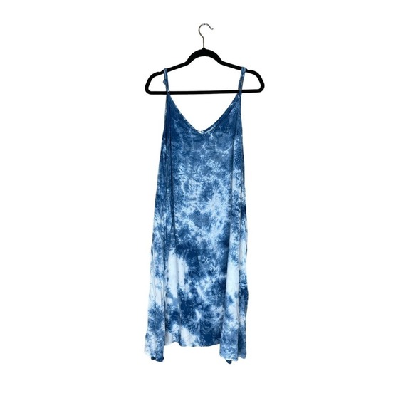 Aravay Tie Die Dress with Pockets, Blue, 2X - Picture 1 of 6